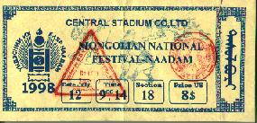 Ticket for Naadam